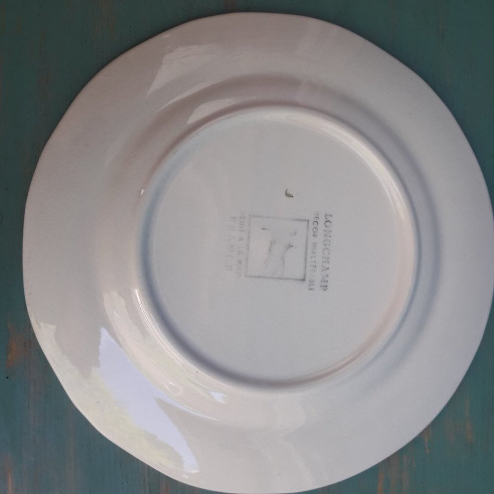 Longchamp plate Made in France Dragonfly Hand Painted Blue Flowers Rare - Picture 9 of 10